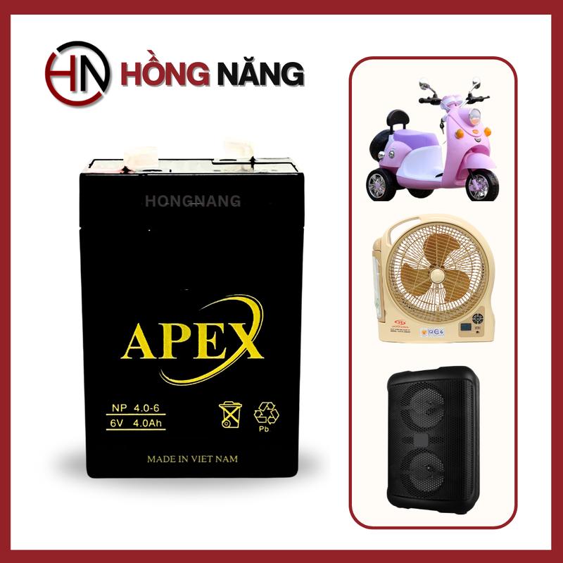  Bộ lưu trữ điện 6V4 Ah APEX dùng cho xe điện trẻ em quạt sạc tích điện đèn sạc đèn thoát hiểm thiết bị lưu điện – Bền dễ lắp đặt 