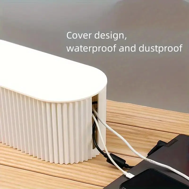 Large Capacity Cable Management Box, Plastic Desk Organizer for Cord Storage, Clutter Hideaway, Home Organizer for Living Room Bedroom Office 2