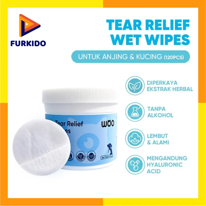 Woo Tear Relief Wipes For Cats & Dogs (120 Pcs) / Tisu Pembersih Mata Hewan Kucing & Anjing