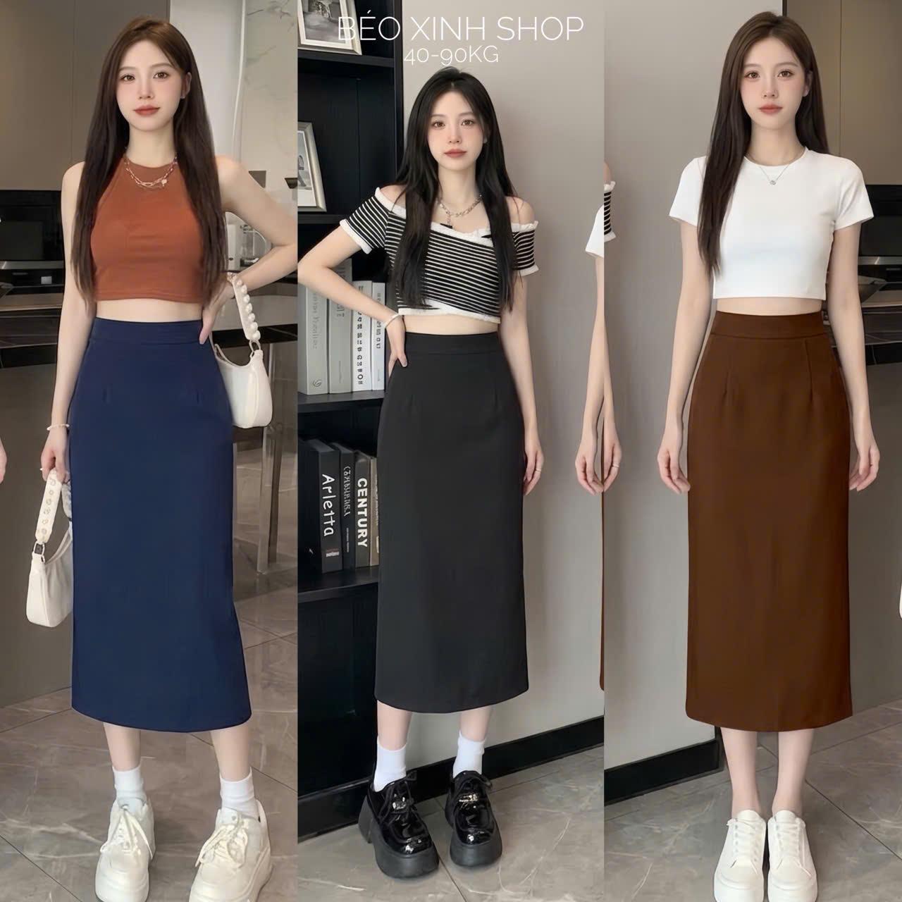 Thời Trang Bigsize Chân Váy Bút Chì Cạp Cao Công Sở Vải Tuyết Mưa Cao Cấp Cho Nàng 40 - 90Kg Thời Trang Béo Xinh - A.1761