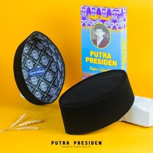 Peci Songkok Kopiah Hitam Polos Nasional Murah Tinggi 9cm Pria Muslim Anak Dewasa Bahan Beludru Motif Hitam Non AC Super Quality