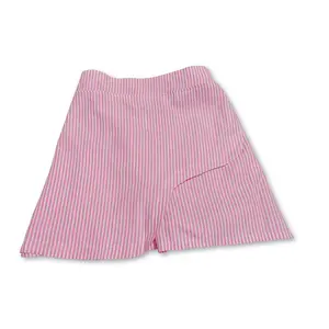 Celana Pendek Perempuan Motif Garis Pink dan Putih Desain Sederhana Nyaman Model Celana Rok Bahan Polyester Adem Ukuran M L XL XXL