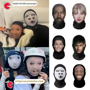 Giggle Masker Motor Pelindung Sinar Matahari Topeng Lucu Wajah Ugly Face Nyata Headwear Lucu Untuk Naik Motor Couple Bisa Melihat Ke Luar Mainan Unik Tabir Surya 15x23x1cm 20g