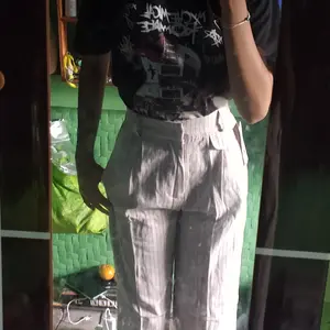 ByAlesha-celana Wanita Kulot Highwaist Stripe Loose Pants Celana Panjang Korean Style Bahan Semi Woll Katun Woll Stripe M L XL XXL