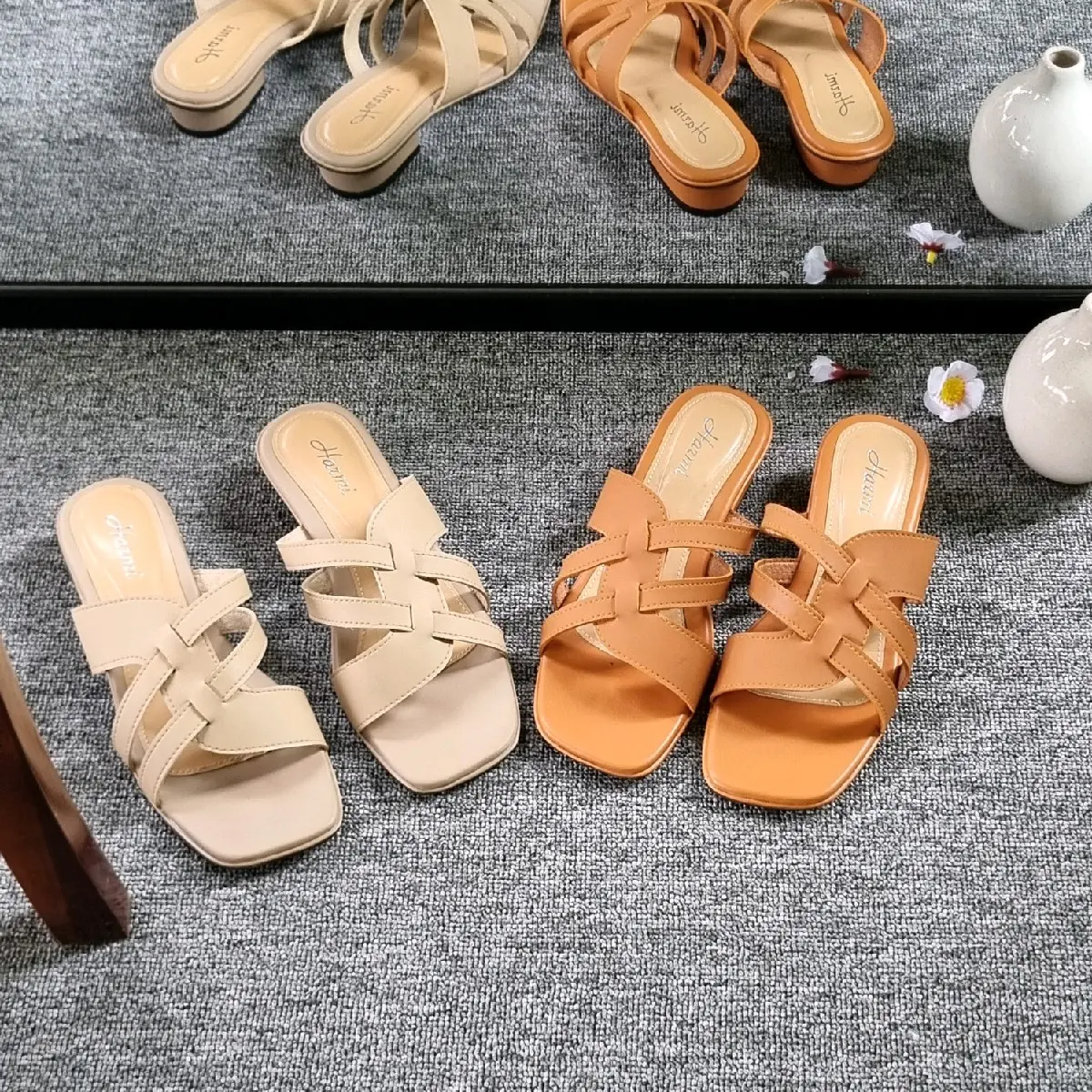 Sendal Hak Tahu 3 Cm Bahan Pedro,// Sendal Wanita Model Terkini Elegan/SNDLW021