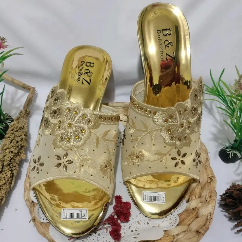 Sendal High Heels Wanita Pesta KP-02 Realpick100% Asli - Hak 5cm, Open Toe, Sol Karet Nonslip, Bahan Sintetis dan Gliter, Size 37-42 Shoes Sandal 3