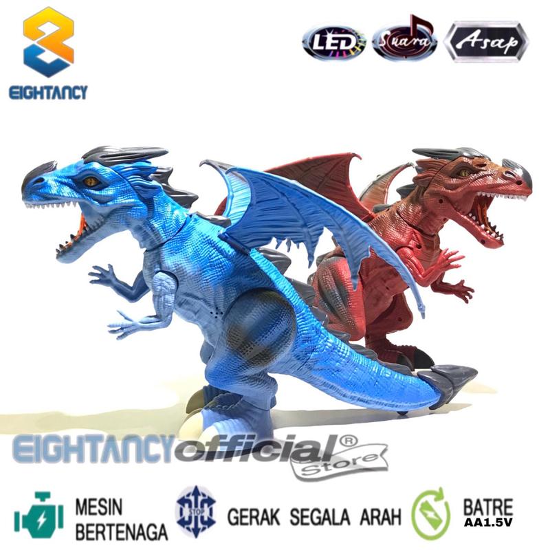 8T BO Animals Dino Naga Asap 612A Mainan Robot Naga Asap Dino Dragon Hewan Batre Proyektor LED Suara Animals Dinosaurus Bertelur Nago Sayok Asok BRO1206 Besar Dinosaurs Naga Sayap Asap Ukuran Jumbo 3