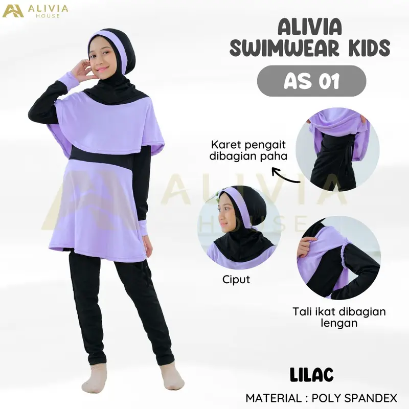 Baju Renang Anak AS01 Kids Baju Renang Perempuan Muslim Alivia Baju Renang Muslimah Anak Alivia House 4