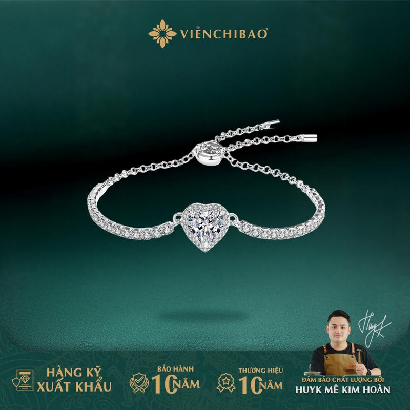 HuyK Viễn Chí Bảo - Lắc tay trái tim dạng xích dây rút chất liệu bạc 925 - L400744