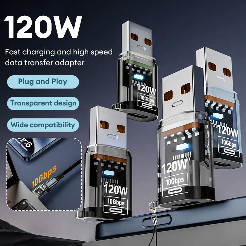 Bộ chuyển đổi USB sang Type-C và Type-C sang USB, sạc nhanh 120W và truyền dữ liệu tốc độ cao.