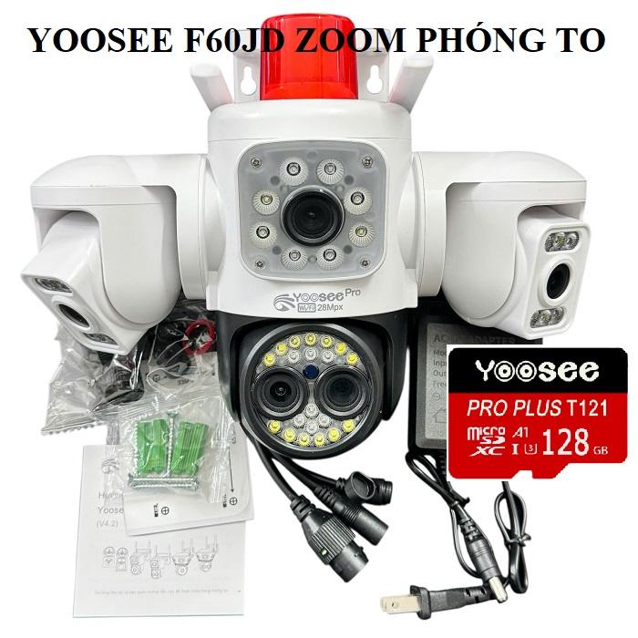 (Tặng HKT khi Mua Cam kèm thẻ nhớ ) CAMERA YOOSEE F60JD ZOOM PHONG TO - 4 MẮT XEM 3 KHUNG - NGOÀI TRỜI CHỐNG NƯỚC CỰC NÉT - BÁO ĐỘNG CHỐNG TRỘM - XOAY 350 ĐỘ - ĐÀM THOẠI 2 CHIỀU