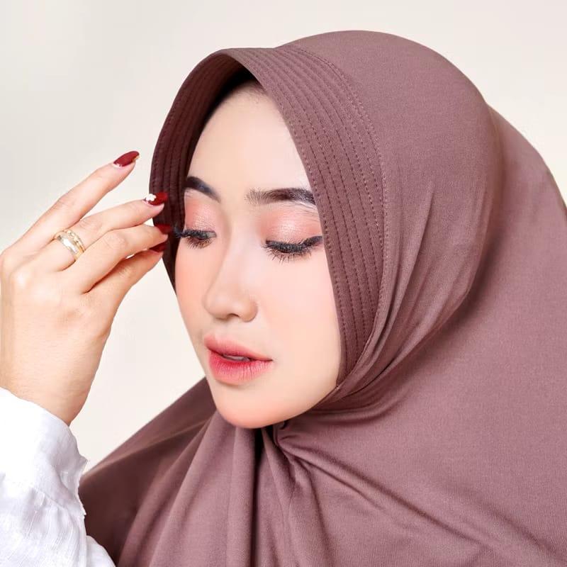 Hijab Bergo Hamidah 5 Pcs 50 ribu Size M Menutup dada / Kerudung Bergo instan Hamidah jersey premium 1