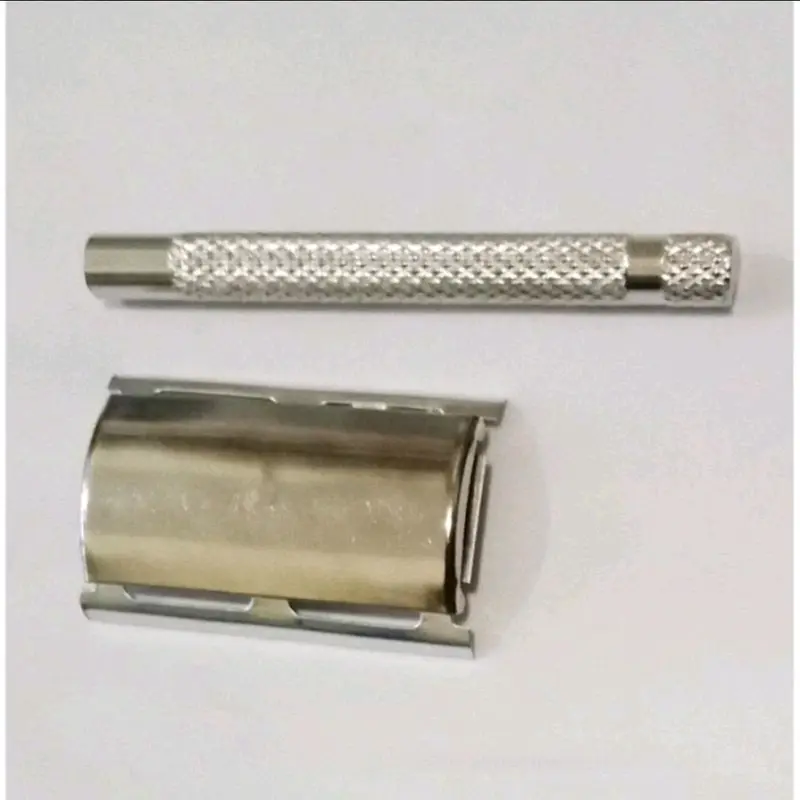 [1 rtg isi 6 pcs] Alat cukur kumis besi stainless + silet jadul - cukuran jenggot 4