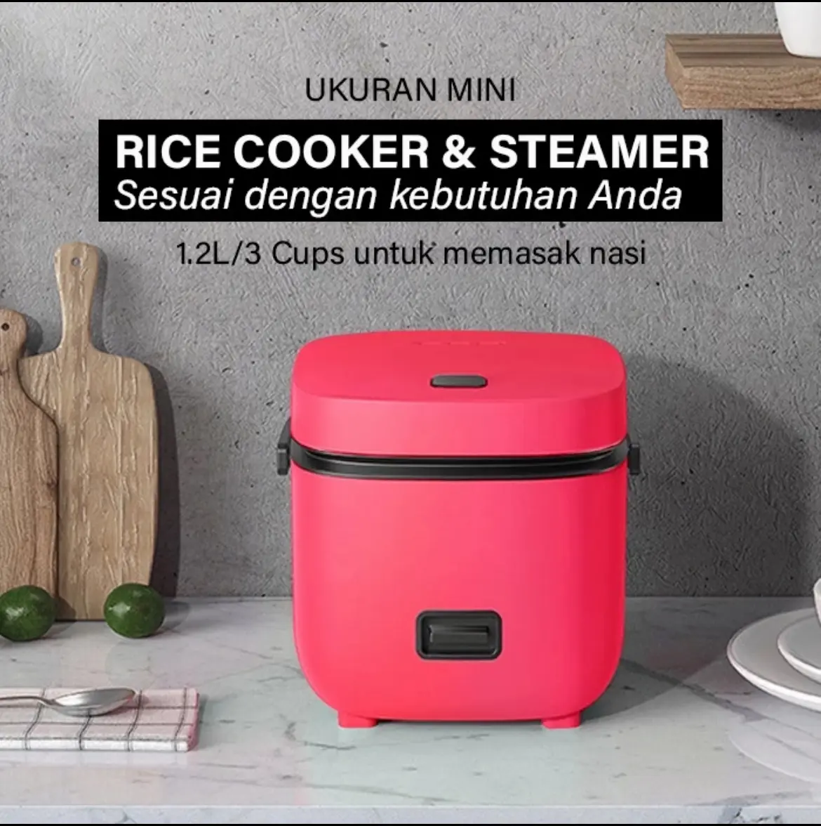 Magic com mini Portablle 0.8L Rice Cooker - 200W, Alas Anti Lengket, Cocok untuk 1-2 Orang - Pemanas, Penanak Rice Cooker Mini