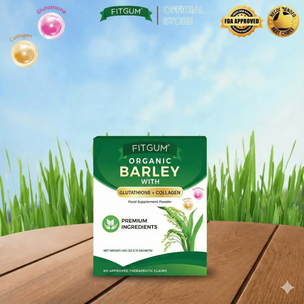 Super Legit] FITGUM Organic Barley Bundle - FDA Approved - 50X gluthatione Glutathione & Collagen Powder Organic Drink - Fitgum Organic Barley 50x Glutathione Collagen