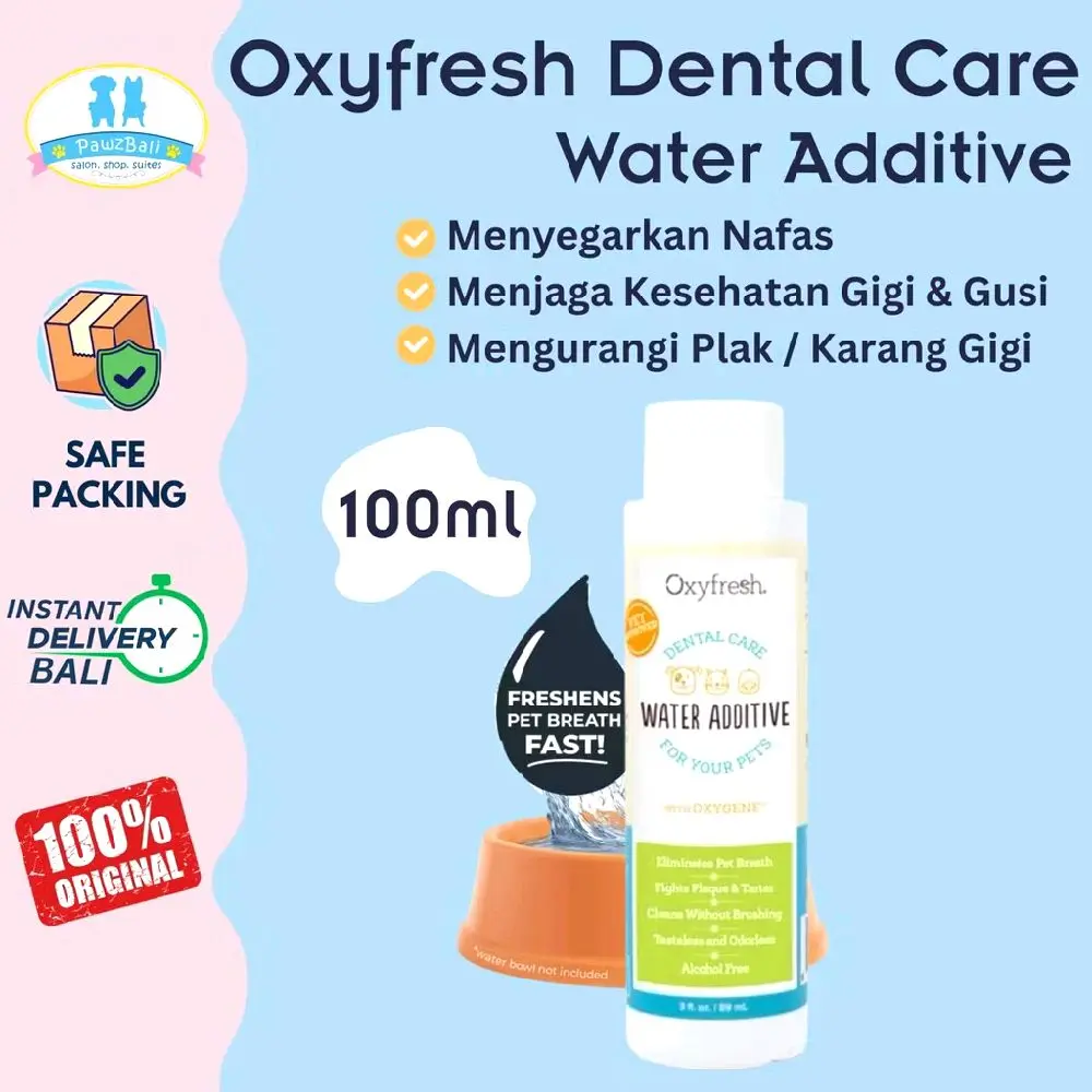 Oxyfresh Pet Water Additive 100 ml untuk Anjing & Kucing | Obat Sariawan & Bau Mulut | Perawatan Gigi & Mulut | Formula Oxygene | Membersihkan Gigi & Melawan Penyakit Periodontal