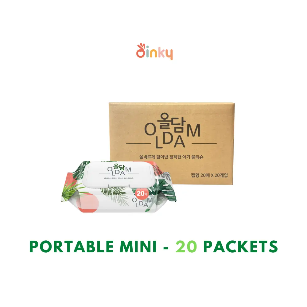 Oldam - PORTABLE Mini 20 packets x 20 sheets of Korean Baby Wipes | Safe for baby soft and sensitive skin