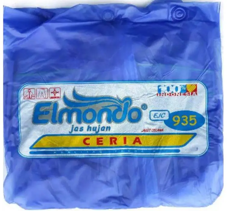 Jas Hujan Elmondo Ceria 935 Stelan Jaket Celana Tebal Murah Meriah Bukan Plastik ORIGINAL Dapat digunakan kembali Tahan air PVC Sepeda Motor 3