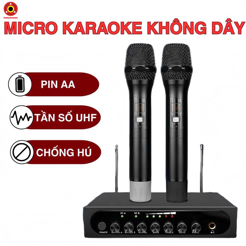 Bộ Micro Không Dây Cao Cấp K52 UHF - Chống Hú Hiệu Quả, Âm Thanh Ấm, Rõ, Chống…