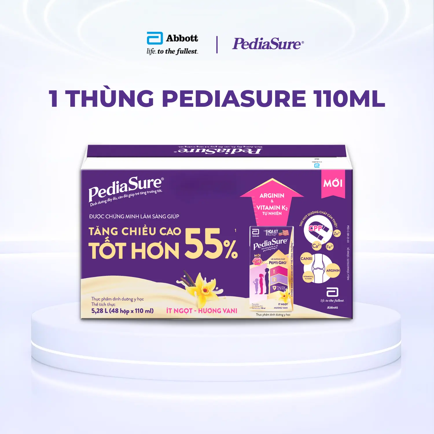 1 Thùng 12 Lốc Sữa Nước Pha Sẵn PediaSure Hương Vani Ít Ngọt 110ml