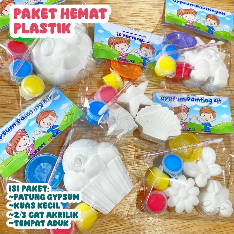 (Paket Hemat Plastik) Mainan Edukasi Anak Melukis Patung Gypsum | Gypsum Painting Kit Gipsum | Mainan Edukasi Mewarnai Patung Mainan Edukatif Gypsum Lukis Anak Toys 0