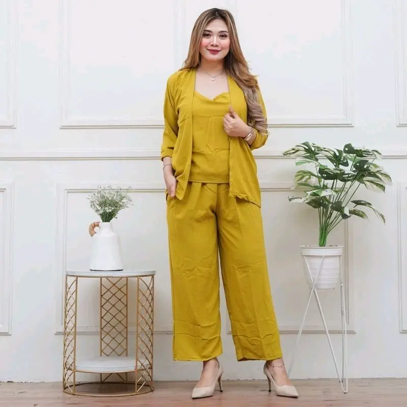 One Set Fuji 3 in 1 Set Blazer With Inner Cringkel Airflow Premium Celana Kulot jumbo 7