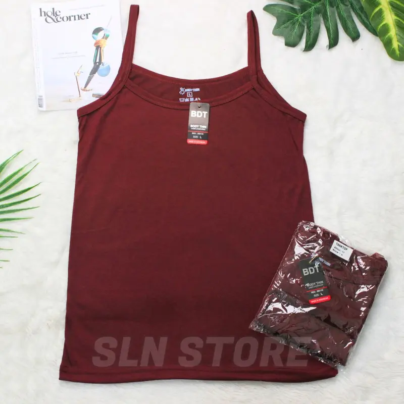 TANKTOP PREMIUM WANITA BODYTHIN / SINGLET PEREMPUAN TALI KECIL TANK TOP L - XL - XXL Hitam Putih Navy Pink Tebal Nyaman 3