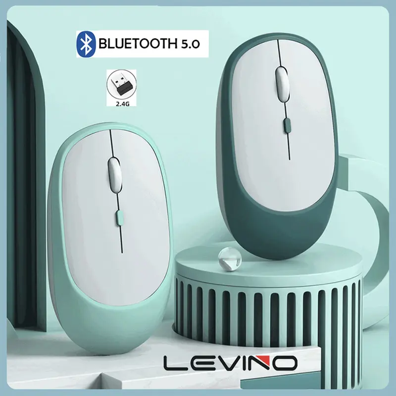 Mouse Bluetooth Wireless Silent Senyap Ultra Tipis Portable Rechargeable 2in1USB Dongle 2.4ghz & Bluetooth 0
