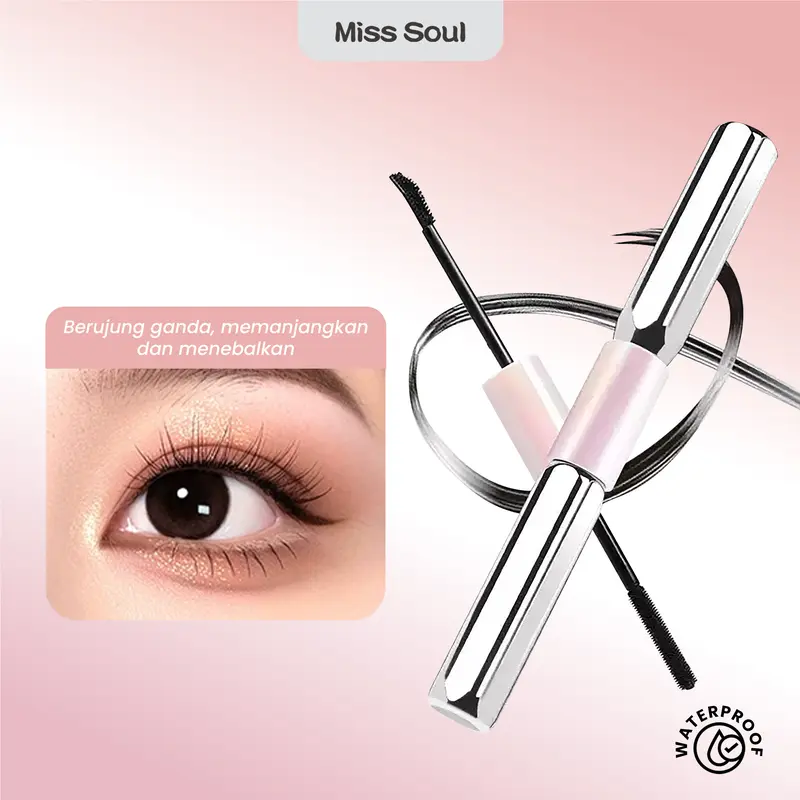 ［COD&NEW］Maskara Miss Soul Double-Headed Tahan Air dengan Efek Riasan Tebal dan Panjang - Mascara, Kering Waterproof Lasting Hitam besi maskara 5