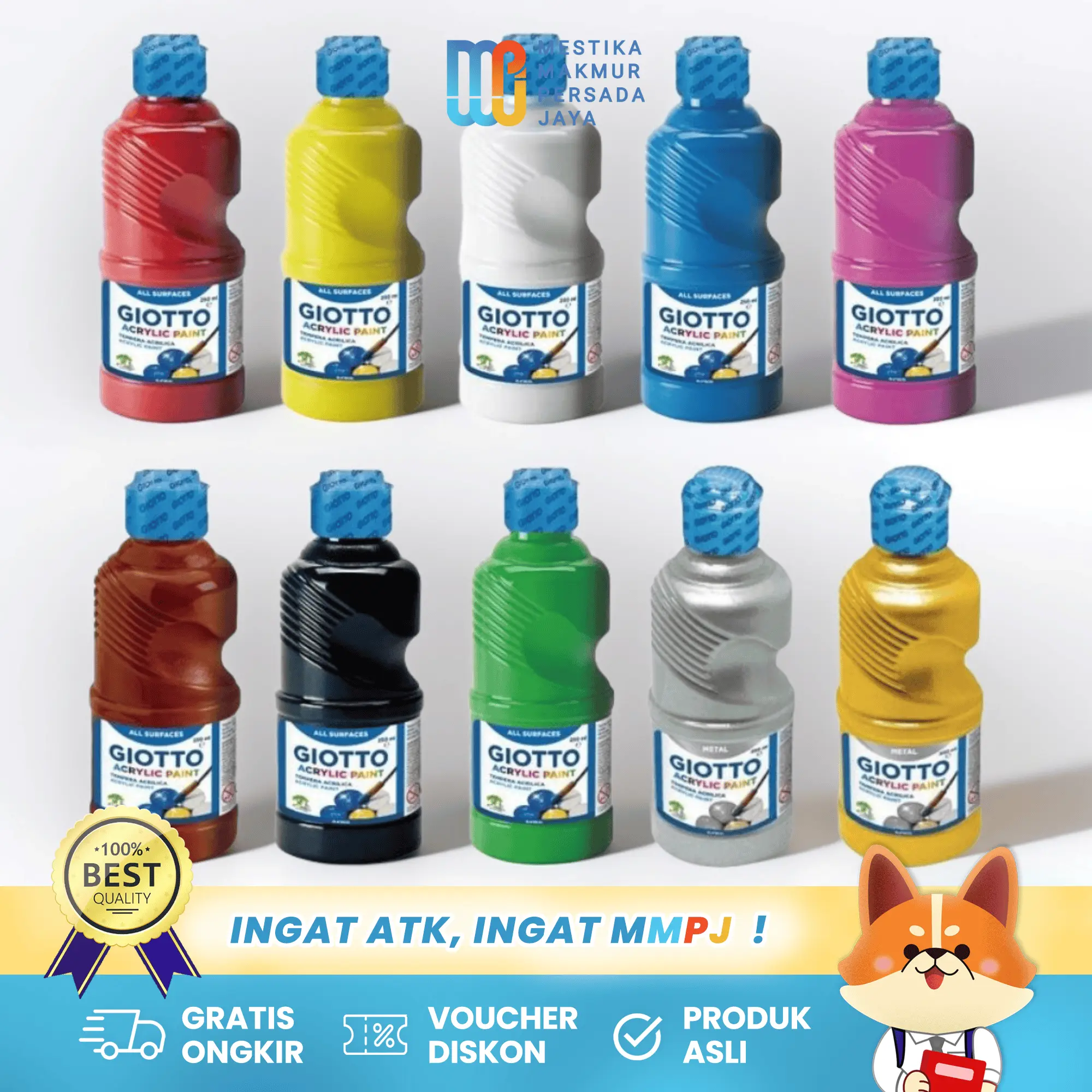 Giotto Acrylic Paint 250ml – Cat Akrilik Warna Cerah untuk Lukis / Melukis / DIY 5340