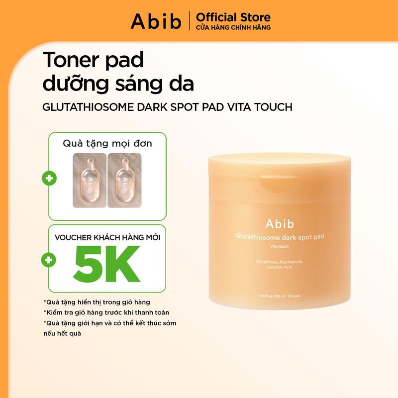 Abib x Cha Eun-woo Toner pad dưỡng sáng mờ thâm Abib Glutathiosome Dark Spot Pad Vita Touch 60 miếng