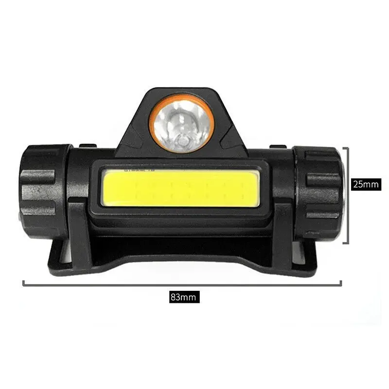 Senter Kepala LED Mini COB  Super Terang Murah Headlamp Bisa Putar Copot Cas USB Head Light Charger Head Lamp Headlamp Lampu Camping High Power terang Jarak Jauh Besi Mobil Baterai Bohlam Kecil dan sederhana White Putih 5