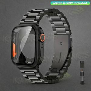 KAYKWONG'S ステンレススチール・金属のソリッドバンド（ケース付き）、Apple Watchシリーズ11/10/9/8/7/6/5/4/3/2/1対応、46mm／45mm／44mm／42mm／41mm／40mm／38mm対応