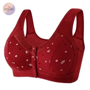 Bra Wanita Big Size Elegan Motif Bunga BH Jumbo Renda Kancing Depan Support Penuh Bahan Lembut dan Nyaman