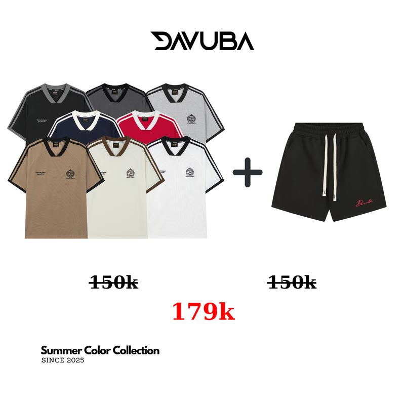 [DAVUBA] - Combo Áo Thun Jersey Tee Waffle + quần short nỉ 2da CB35