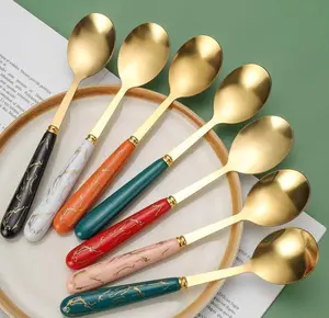 SENDOK SULTAN 1 set isi 6pcs/box SENDOK MAKAN PILIHAN 6 WARNA MARBEL Stainless Steel bisa untuk souvenir