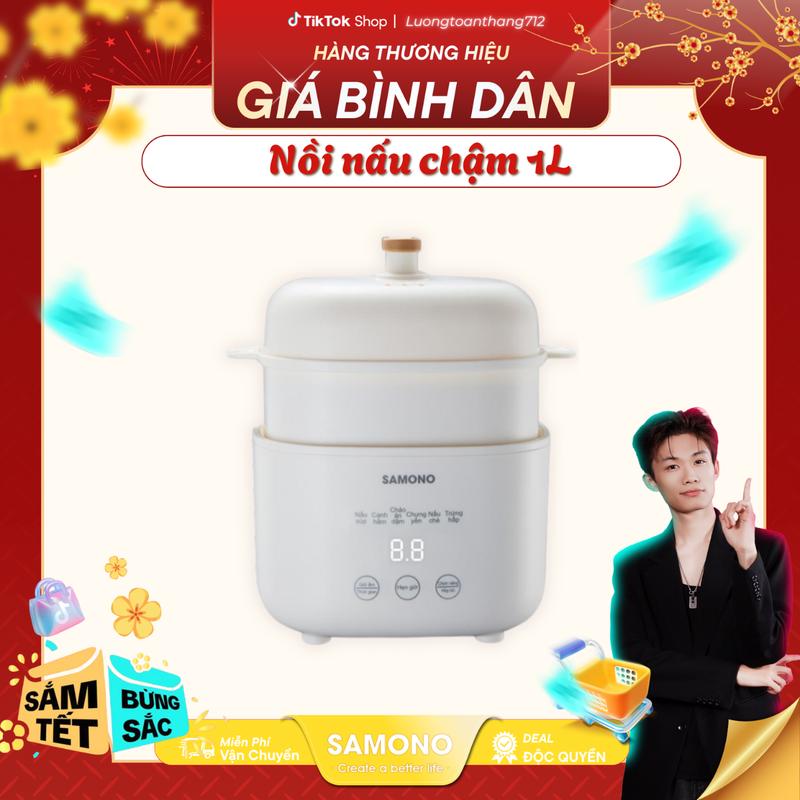 Deal Độc Quyền x LTT - Nồi nấu chậm đa năng 1L 200W giúp chín đều thức ăn giữ nguyên dinh dưỡng nồi sứ đạt chuẩn an toàn hẹn giờ 9 tiếng SW-SC10 Nấu Cháo Nấu Cơm nát Cooker