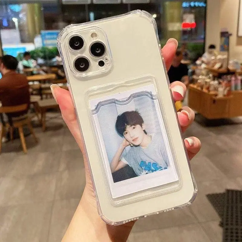 Túi thẻ chống sốc, Ốp Điện Thoại mềm, Tương thích IPhone 14 13 12 11 Pro Max XS X XR 8 + 7 6 Plus, vỏ trong suốt, vỏ silicon, bộ bảo vệ máy ảnh di động 6