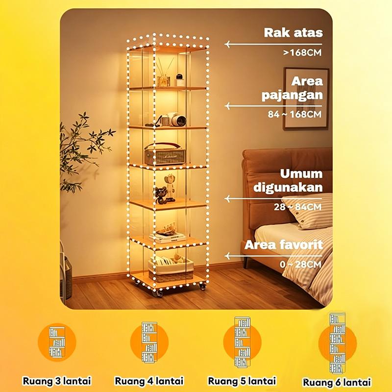 DF-1-Rak Buku Berdiri Di Lantai Akrilik Yang Dapat Diputar Lemari Pajangan Figurin Yang Dapat Dipindahkan rak buku lantai akrilik yang dapat diputar  Rak Buku Berdiri Di Lantai Akrilik Yang Dapat Diputar Lemari Pajangan Figurin Yang Dapat Dipindahkan