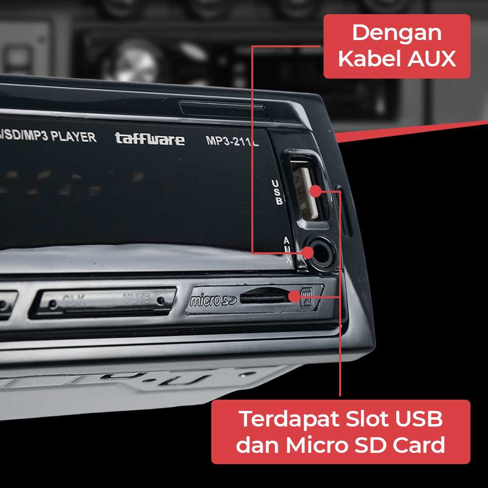 Taffware Tape Mobil Player Audio Bluetooth 5.0 Super Bass MP3 60W with Remote - MP3-S211L Taffware Tape Mobil Player Audio Bluetooth 5.0 Super Bass MP3 60W with Remote - MP3-S211L