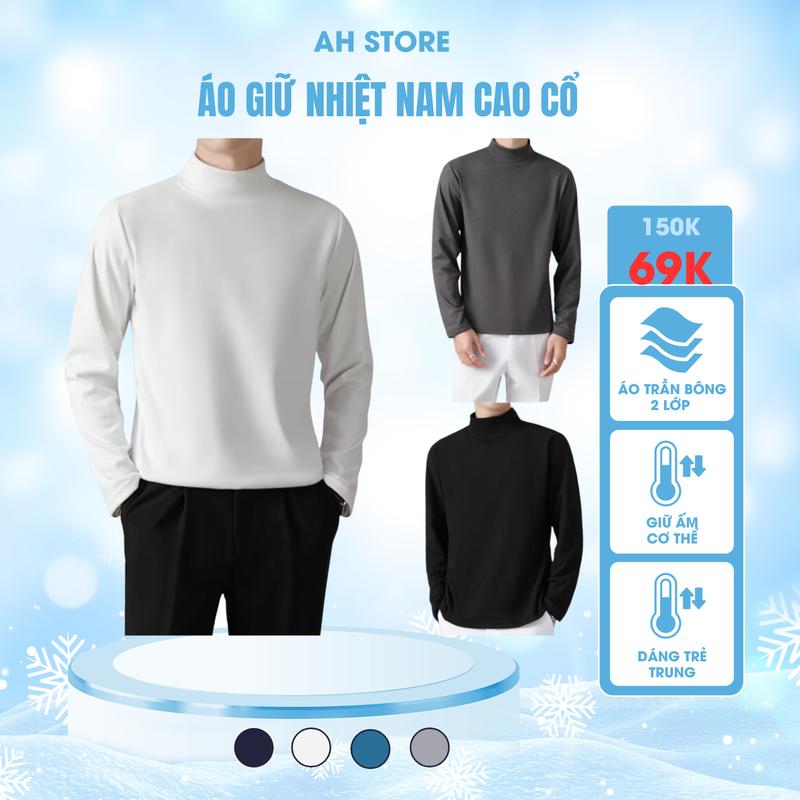 Áo giữ nhiệt nam cao cổ 3 phân lót nỉ co giãn 4 chiều áo thun dài tay nam thu đông màu sắc trẻ trung và năng động