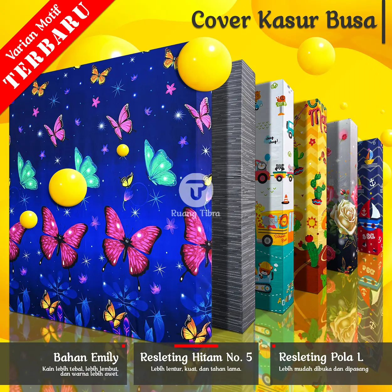 [HANYA COVER] Cover Kasur Busa Resleting Emily Disperse 95 gsm
