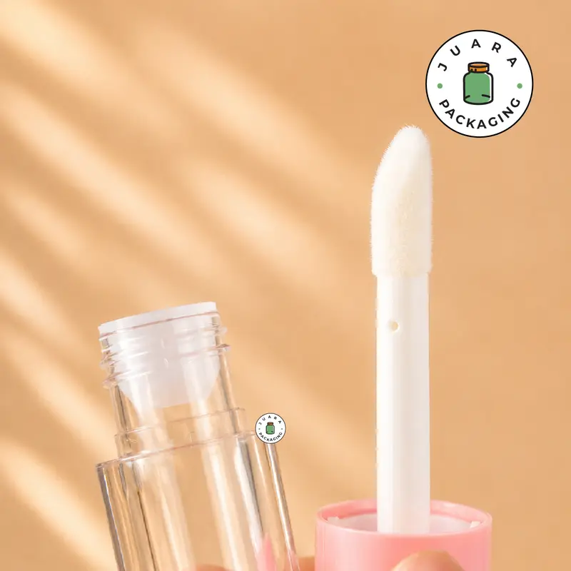 Wadah Lipcare Acrylic 6ml Tutup Bentuk Hati Warna Pink Ungu Biru Kuning Putih – Botol Kosmetik dengan Aplikator Miring Doe Foot, Cocok untuk Lip Serum, Lipbalm, Lipgloss, Liquid Lipstick Refill