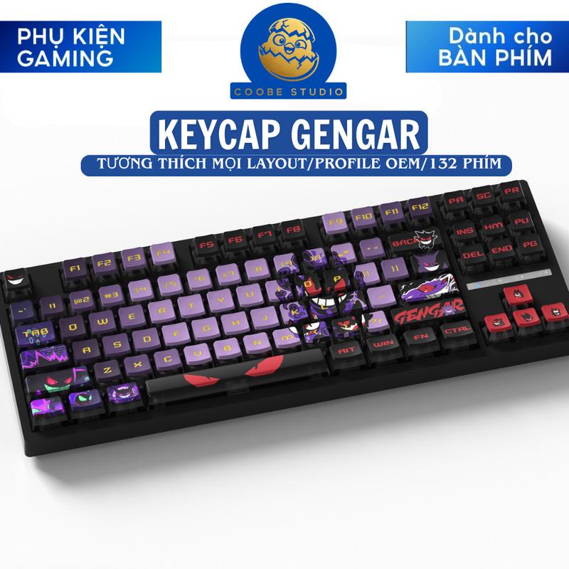KEYCAP Gengar Xuyên Led Pudding | 132 PHÍM | PROFILE OEM |PBT + PC | CooBe Store