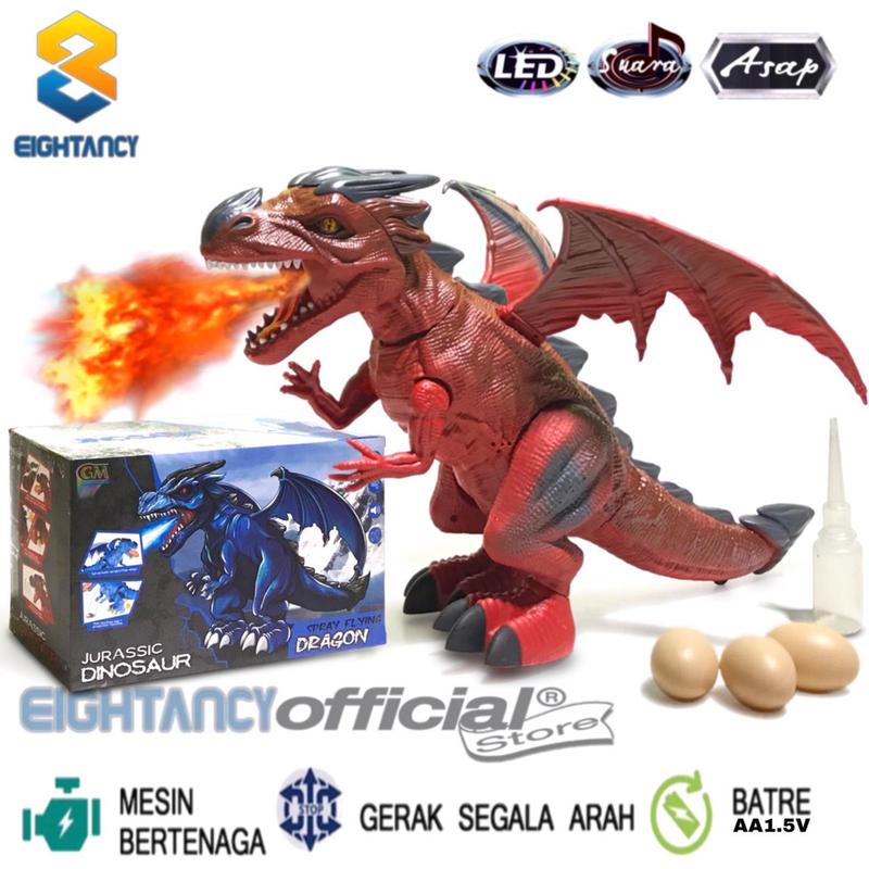 8T BO Animals Dino Naga Asap 612A Mainan Robot Naga Asap Dino Dragon Hewan Batre Proyektor LED Suara Animals Dinosaurus Bertelur Nago Sayok Asok BRO1206 Besar Dinosaurs Naga Sayap Asap Ukuran Jumbo 0