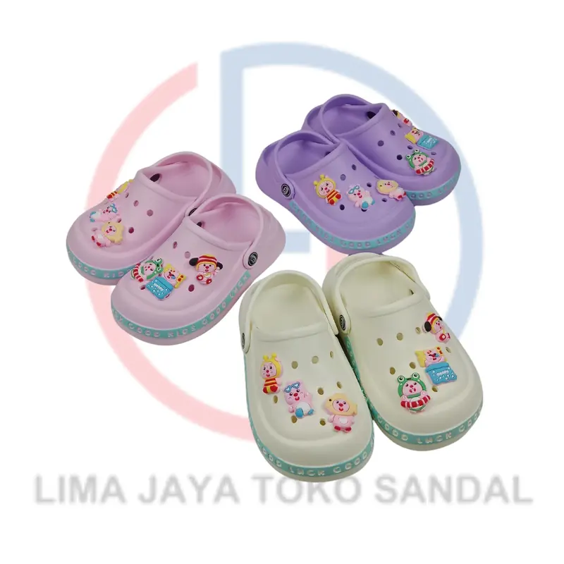 Sandal Slip On Karet Anak Terbaru Cute Karakter Jibbitz Loopy Kiyowo CQ EH83 Fashion Sandal bakpao cewek 1
