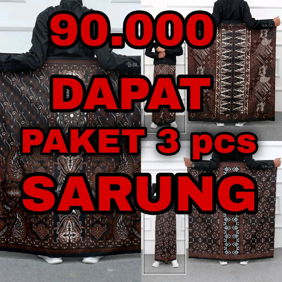 Paket 90.000 Dapat 3pcs Sarung Batik Motif Gus Iqdam Series Sarung Dewasa Kekinian Terbaru Sarung Santri Coklat Kombinasi