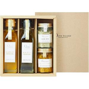 ガーリック・バジル 120ｍl 2本入り ＆ にんにくオリーブオイル60g ＆ オリーブリーフソルト（ハーブミックス）60g ギフトセット/BOX入り