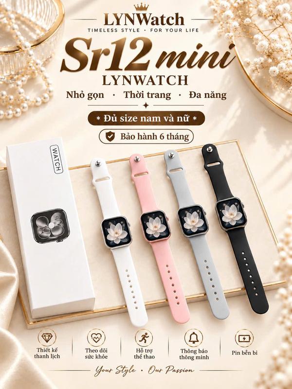 MĐH-DEAL 9K- SR12mini- KHÔNG LẮP SIM- DEAL QUÀ Đồng hồ Sr 12 LYNWATCH bản Mini 2 size nam nữ nghe gọi kết nối với điện thoại nghe gọi nhận thông báo đa nền tảng 2026