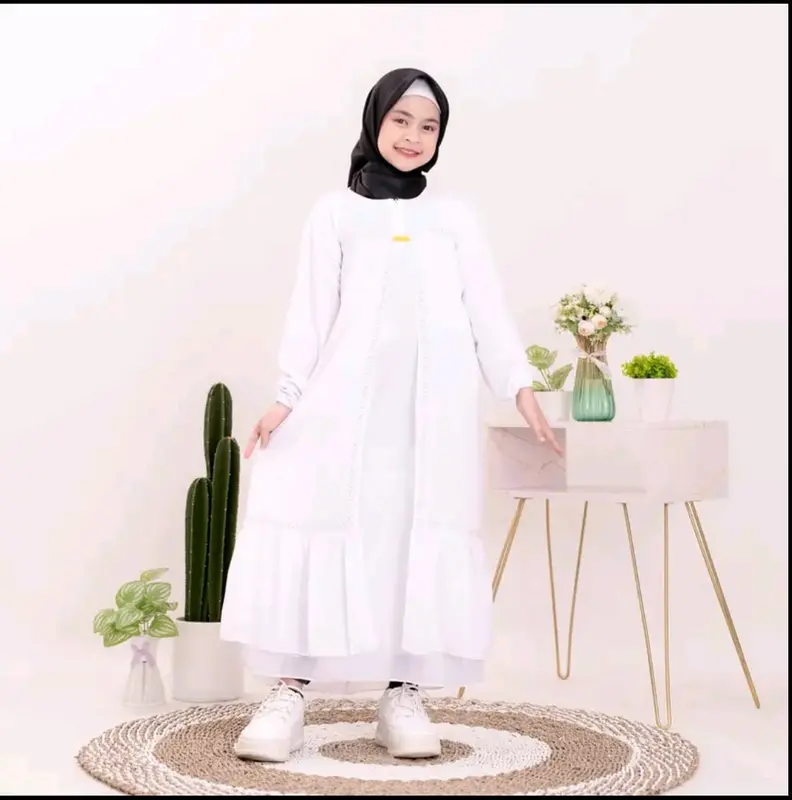 Hanakids Abaya anak perempuan | Crinkle mix swarosky premium | Baju Gamis Anak Perempuan Elegant Terlaris 8